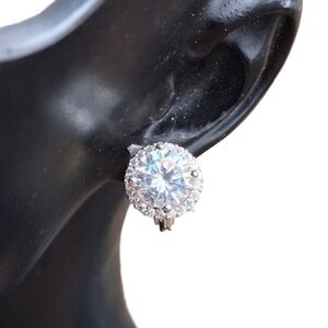 TJG Statement Stud Large CZ Halo Clip-Back Earrings